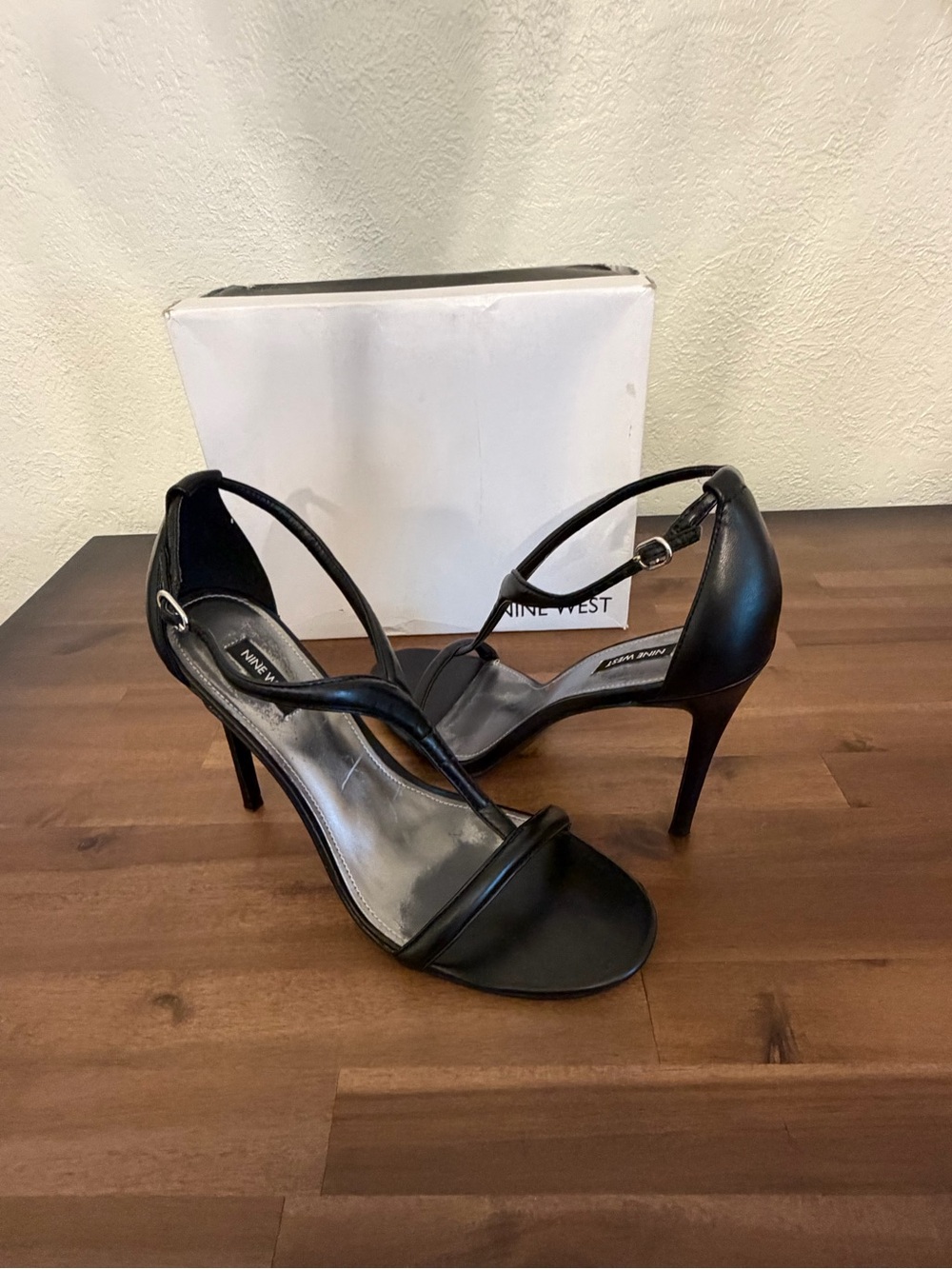 Nine West Melike3 Black Strappy Stiletto Sandals